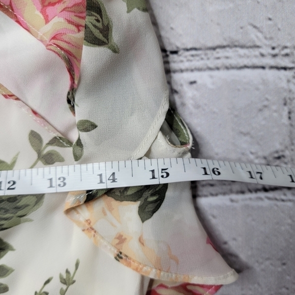 Divine Heritage Twist Back Midi Dress In Ivory Peach Pink Floral Print Size S - Picture 11 of 14